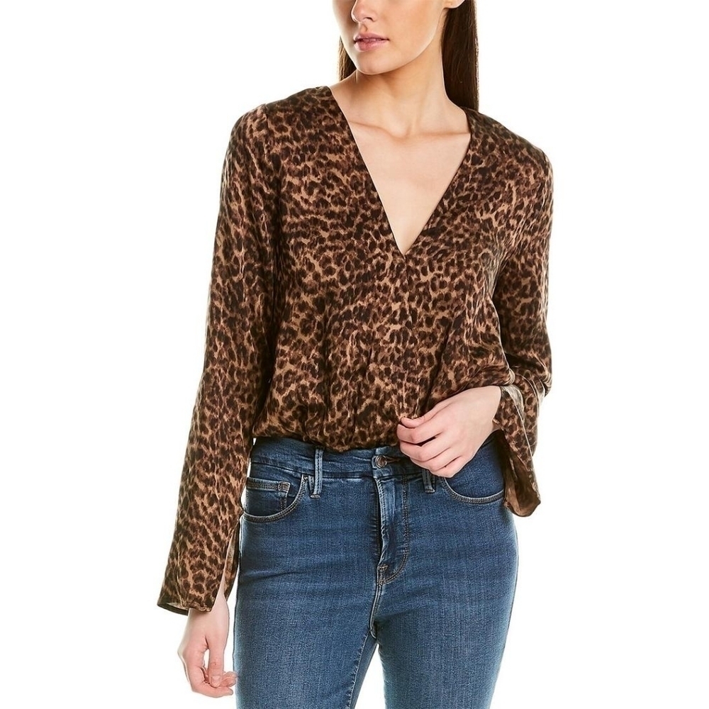 NWT Good American Flowing Faux Wrap Bodysuit in Sepia Size XS